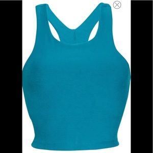 NWT XS Beyond Yoga Focus Crop Racerback Performance Tank In Bay Blue Heather